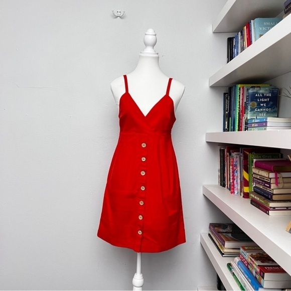 Line & Dot coral red Revolve br Sunbeams Shift size small - Picture 1 of 14